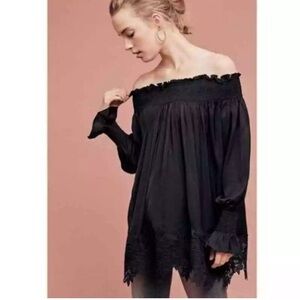 Eri + Ali Womens Whimsigoth Off Shoulder Lace Feminine Romantic Stretch Tunic S